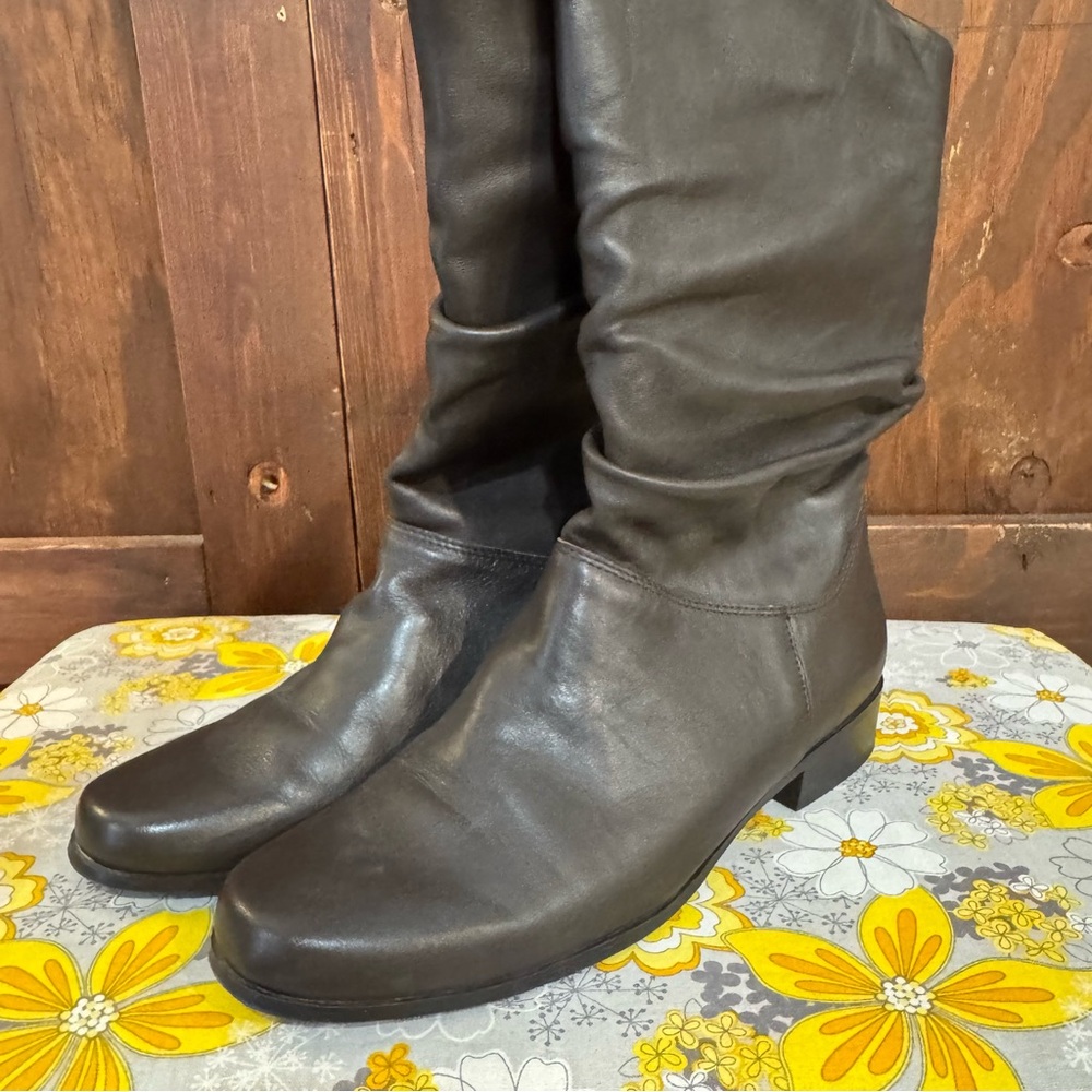 St. John's Bay Dark Brown Leather Mid-Calf Heeled Boots